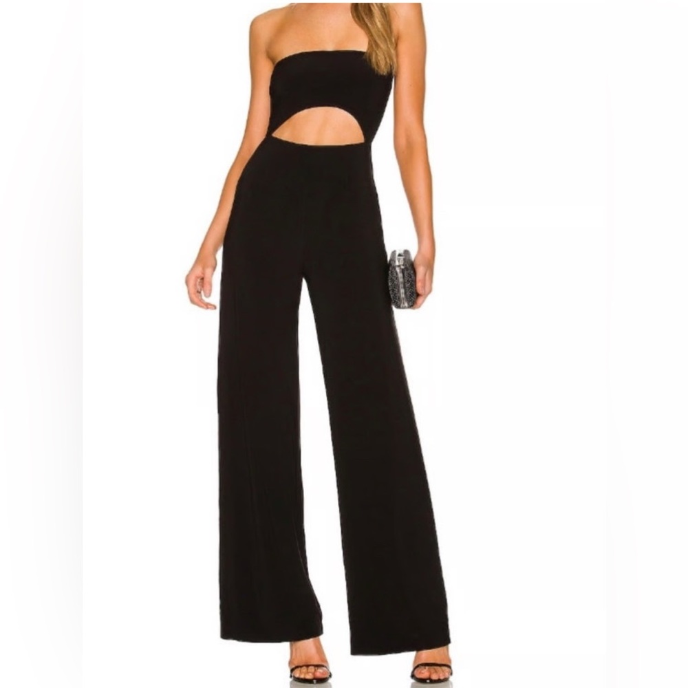 Norma Kamali Black Strapless Cutout Jumpsuit